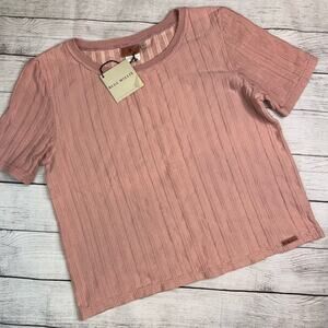 Blue Willi's NWT Women's Dusty Rose Short Sleeve Ribbed Top Stretch Size Large